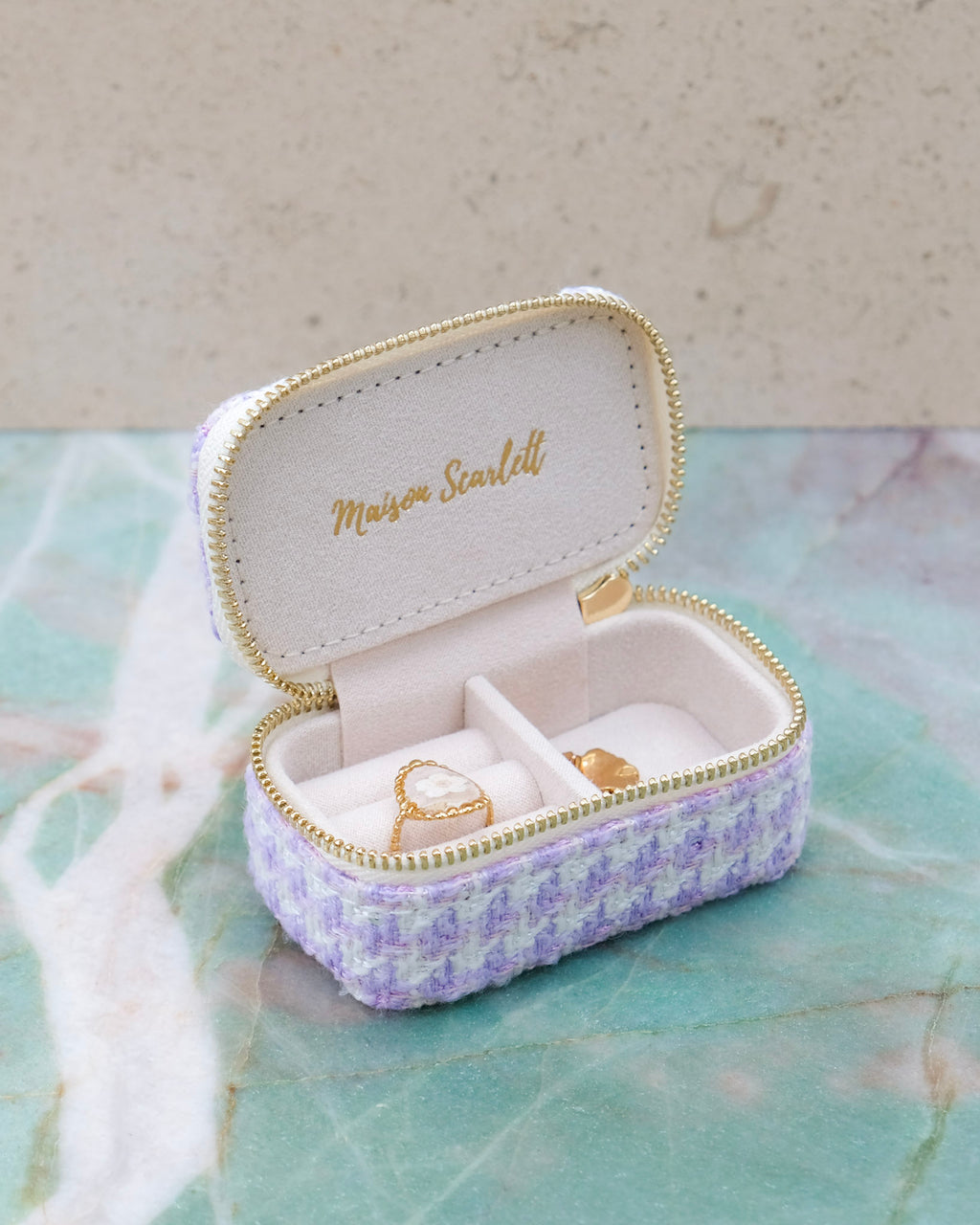 Mini-Reiseschmuckbox Marie im Hahnentritt-Design – Outlet