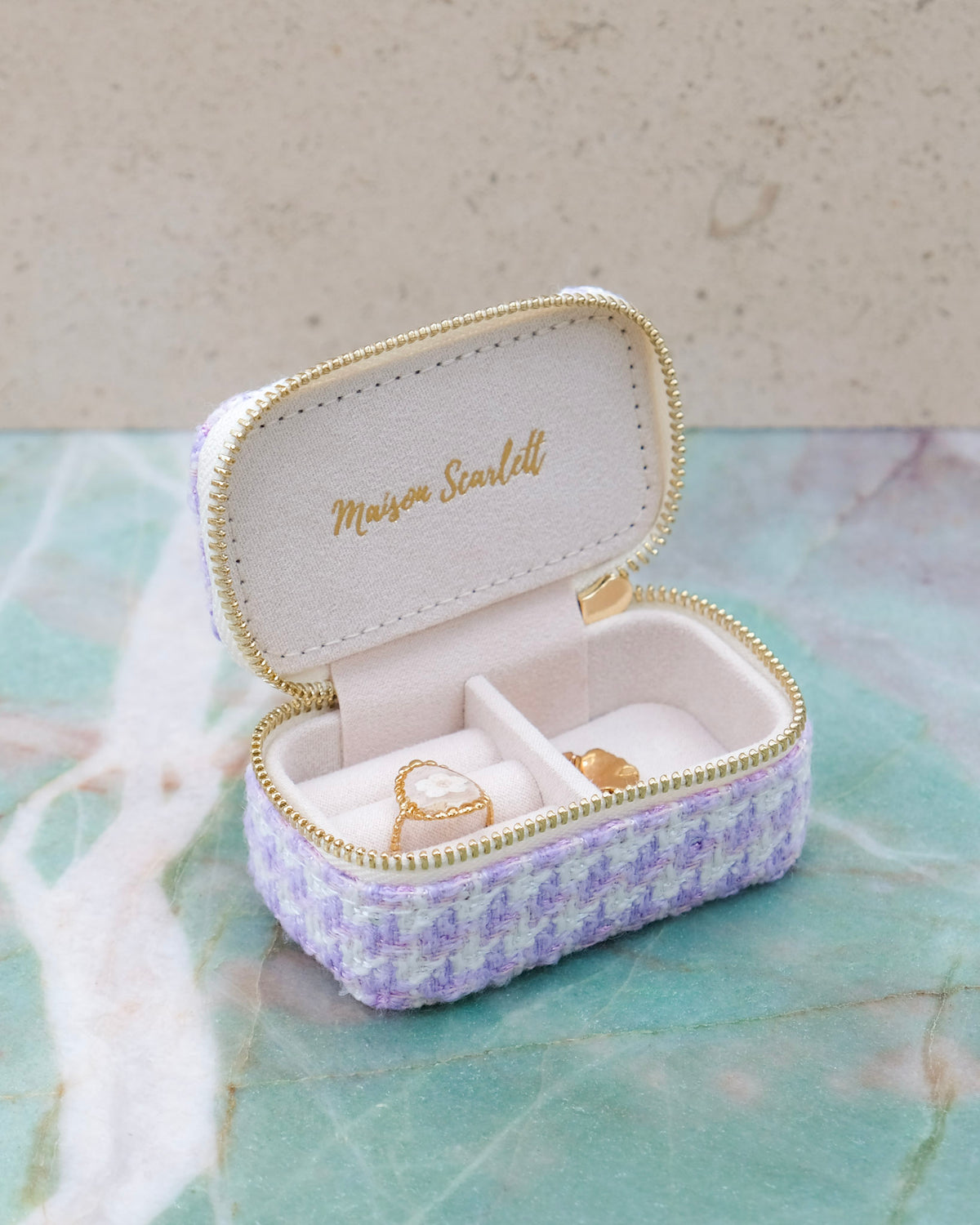 Mini-Reiseschmuckbox Marie im Hahnentritt-Design – Outlet