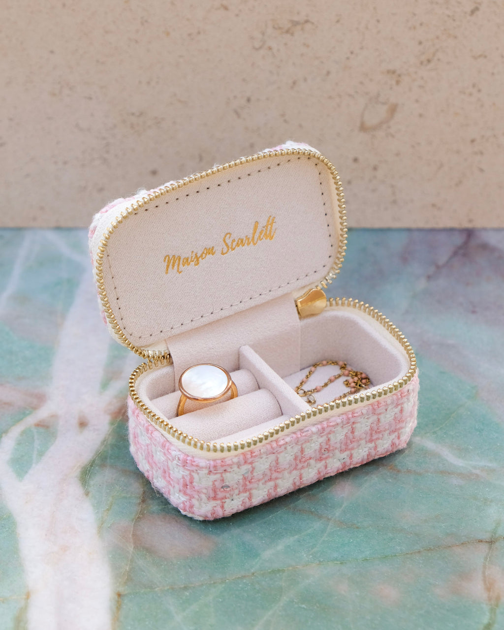 Mini-Reiseschmuckbox Marie im Hahnentritt-Design – Outlet