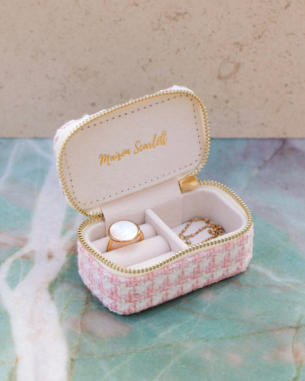 Mini-Reiseschmuckbox Marie im Hahnentritt-Design – Outlet
