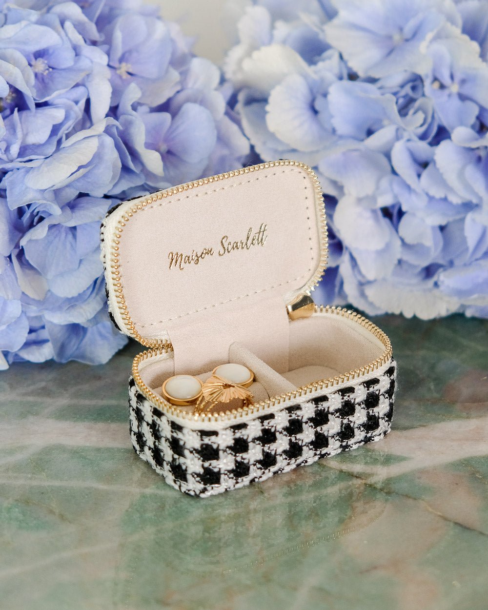 Mini-Reiseschmuckbox Marie im Hahnentritt-Design – Outlet