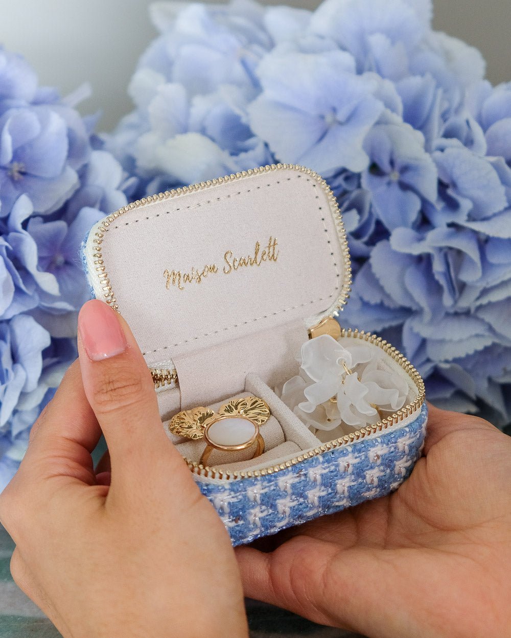 Mini-Reiseschmuckbox Marie im Hahnentritt-Design – Outlet