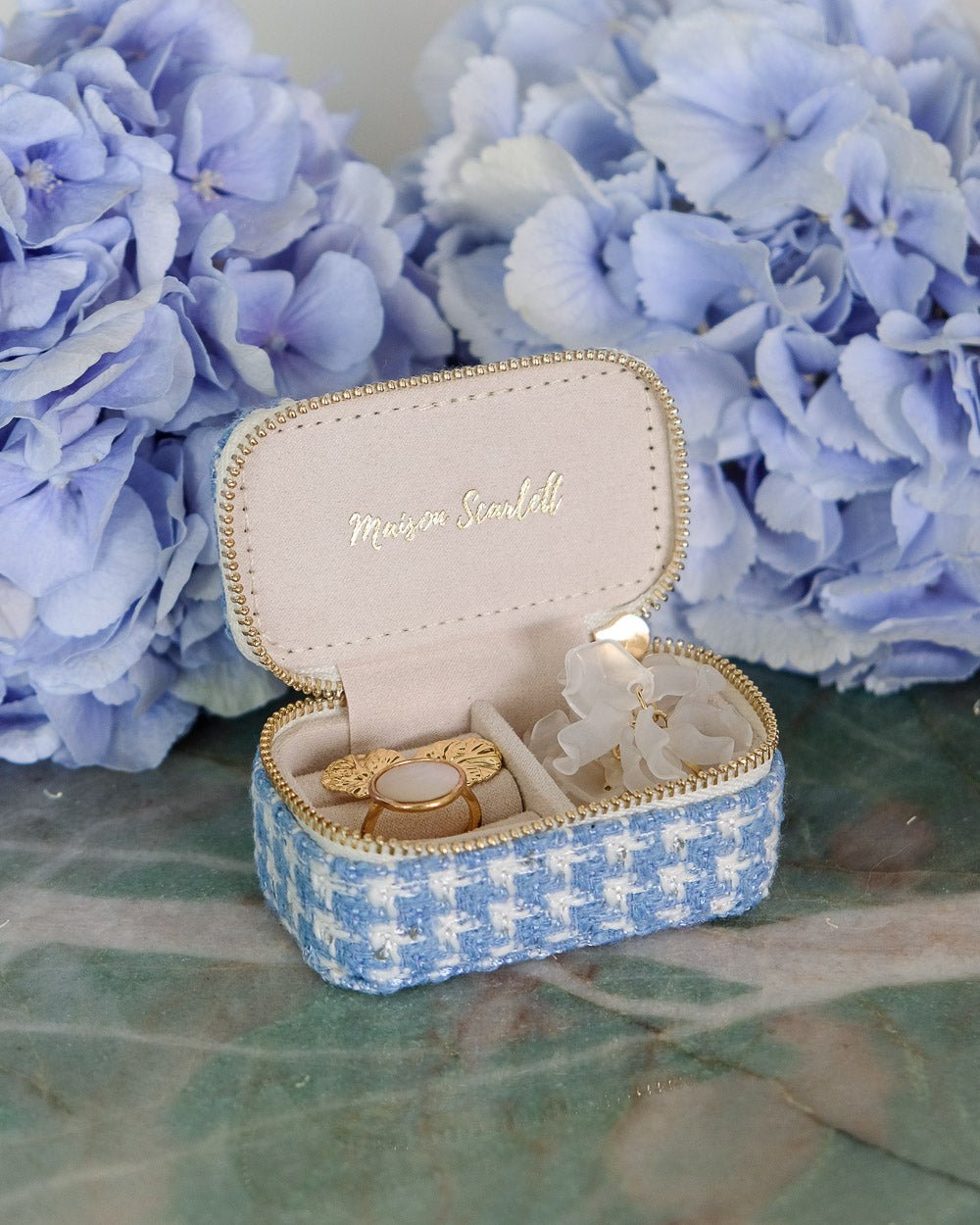 Mini-Reiseschmuckbox Marie im Hahnentritt-Design – Outlet